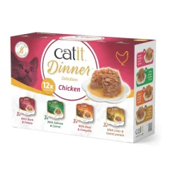 Catit Dinner Variety Pack Grain-Free Chicken Wet Cat Food Topper (2.6 oz can, case of 12)