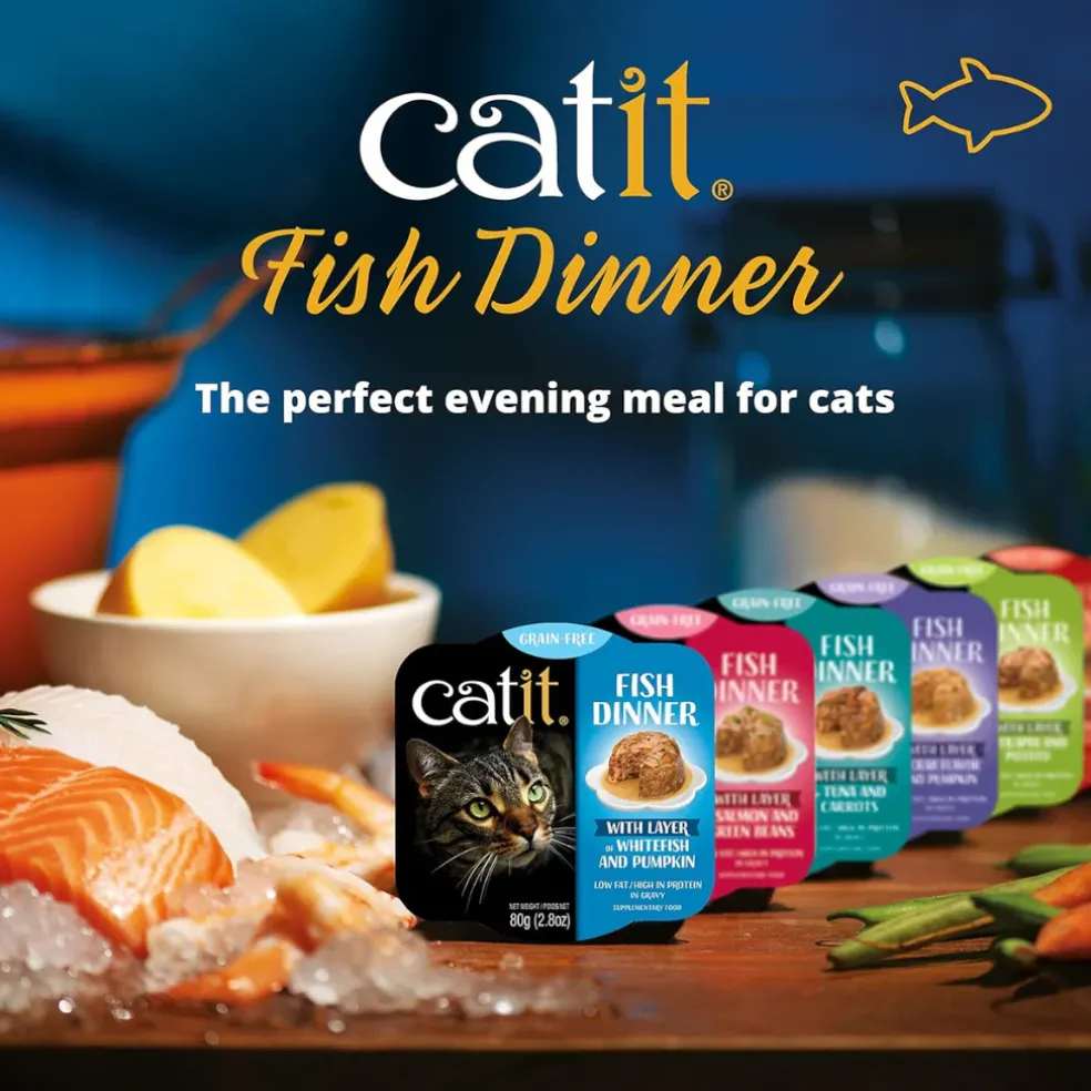 Catit Dinner Variety Pack Grain-Free Fish Wet Cat Food Topper (2.6 oz Can, Case of 12)