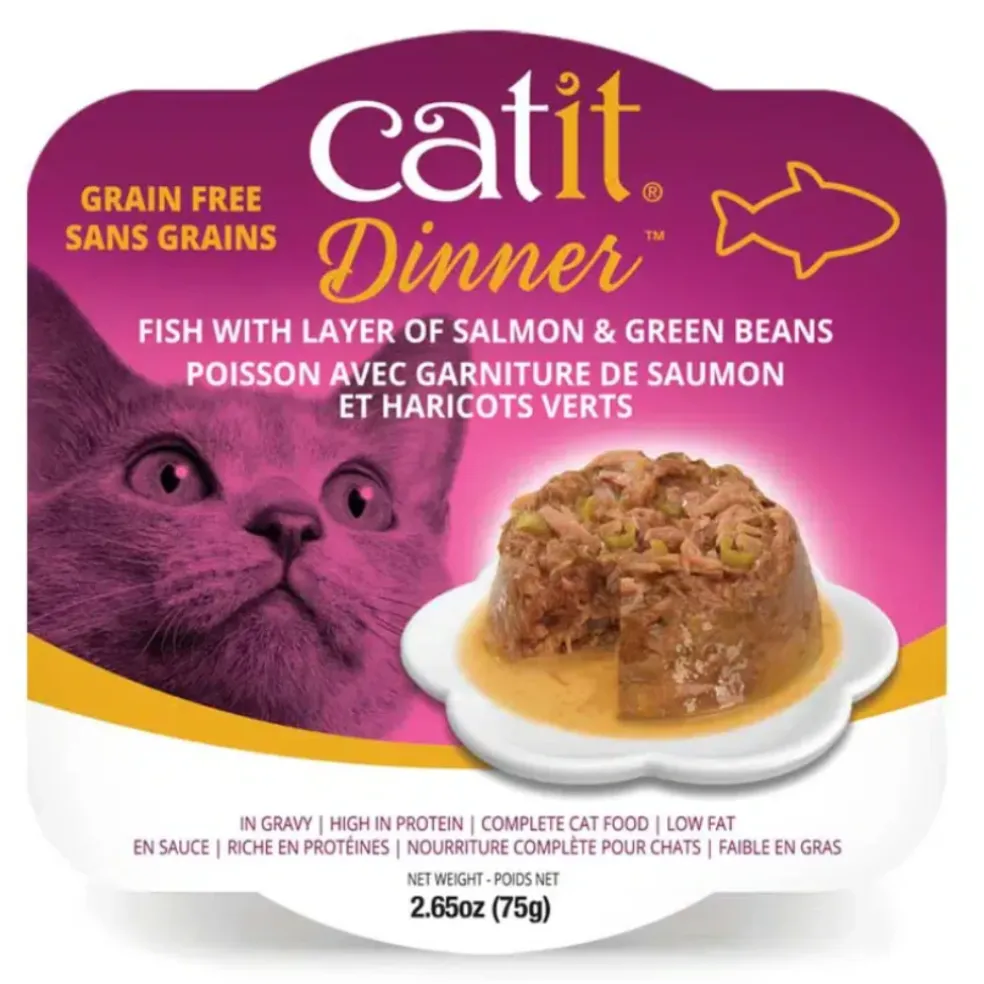 Catit Dinner Variety Pack Grain-Free Fish Wet Cat Food Topper (2.6 oz Can, Case of 12)