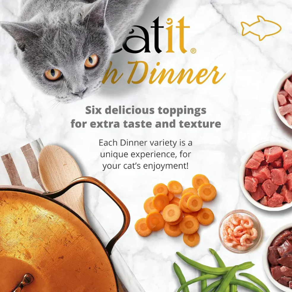 Catit Dinner Variety Pack Grain-Free Fish Wet Cat Food Topper (2.6 oz Can, Case of 12)