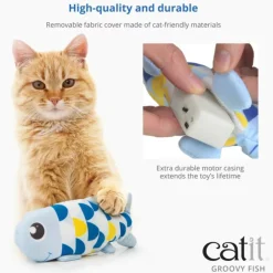 Catit Groovy Fish Motion-Activated Catnip Cat Toy, Blue