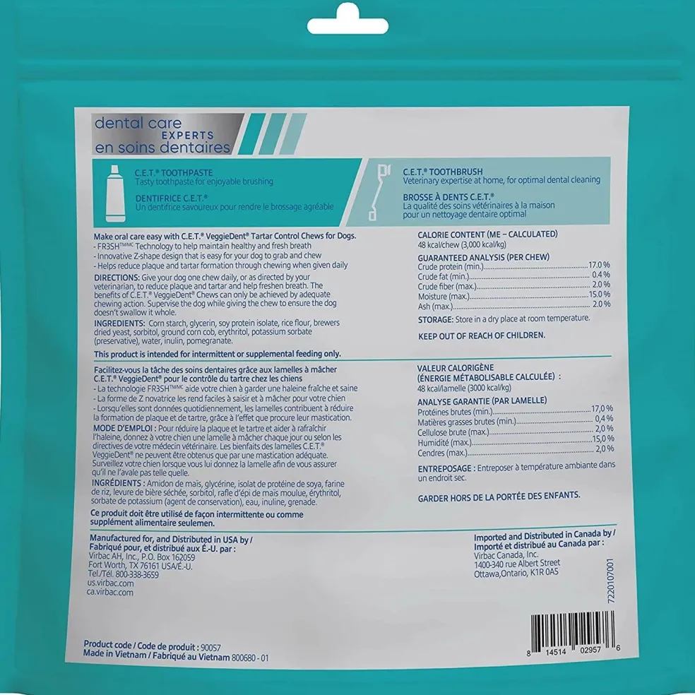 C.E.T. VeggieDent Fr3sh for Medium Dogs 22-66 lbs