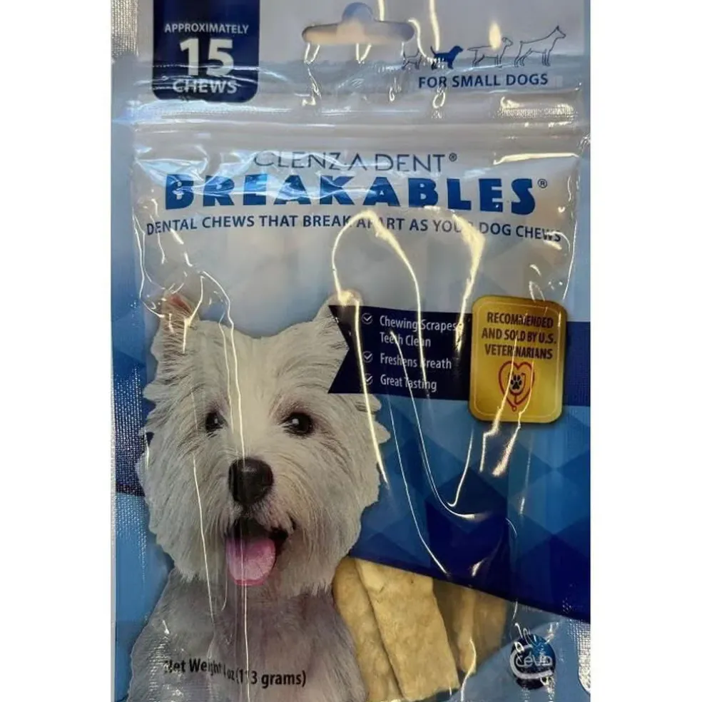Ceva Breakables Clenz-a-dent Rawhide Dental Chews Small, 15-count