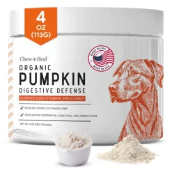 Chew + Heal Organic Pumpkin Digestive Defense Superfood Blend Powder Digestive Aid Supplement for Dogs
