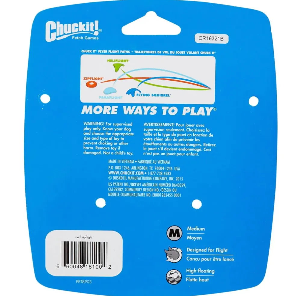 Chuckit! Zipflight Disc Toy For Dogs- Medium (color varies)
