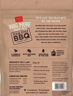 Cloud Star Wag More Bark Less Jerky Grain Free Texas BBQ Beef Dog Treats