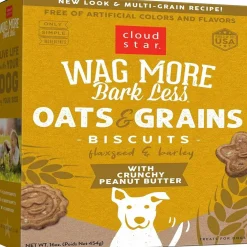 Cloud Star Wag More Bark Less Oats & Grains Peanut Butter Crunchy Dog Biscuits