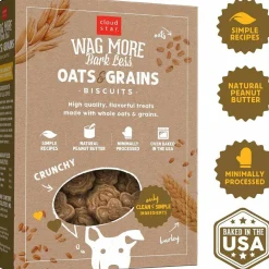 Cloud Star Wag More Bark Less Oats & Grains Peanut Butter Crunchy Dog Biscuits