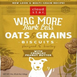 Cloud Star Wag More Bark Less Oats & Grains Peanut Butter Crunchy Dog Biscuits