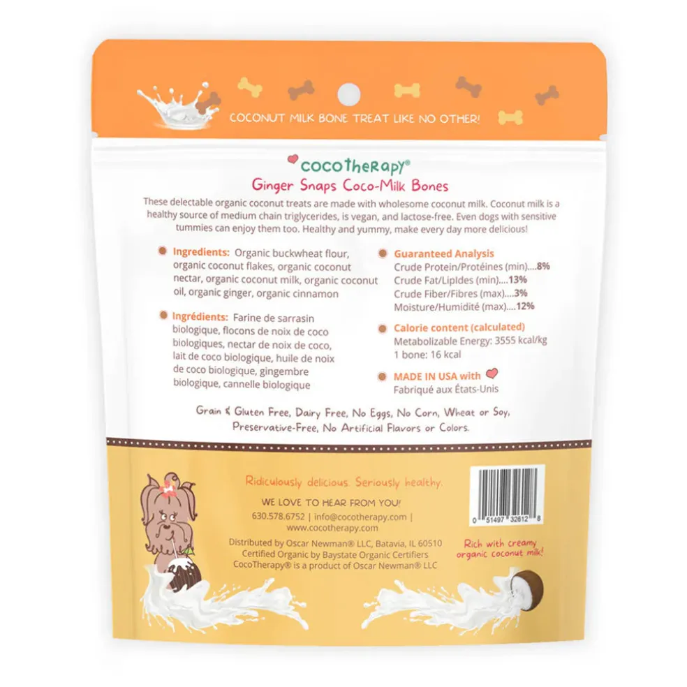 Cocotherapy Coco-Milk Bones Biscuit Organic Coconut Treat for Dogs, 6-oz