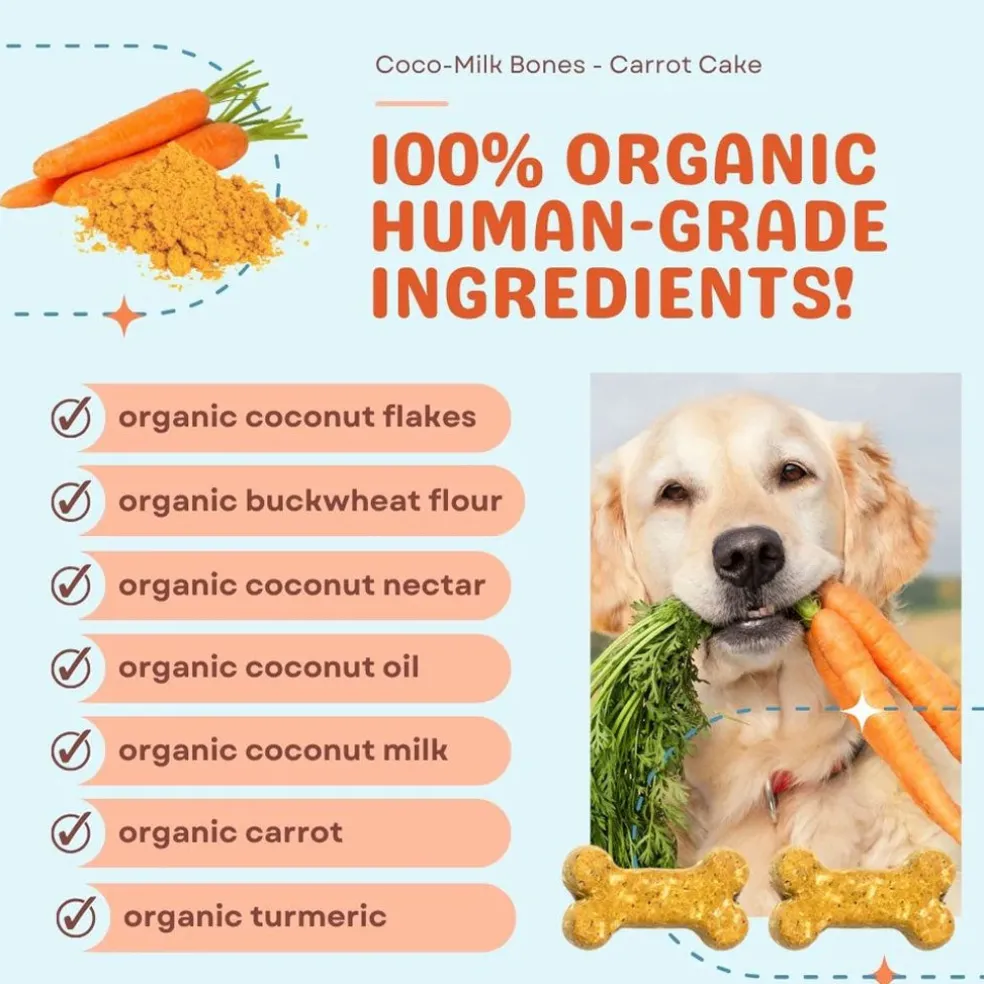 Cocotherapy Coco-Milk Bones Biscuit Organic Coconut Treat for Dogs, 6-oz