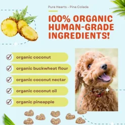 Cocotherapy Pure Hearts Coconut Cookies Organic Treats for Dogs, 5-oz