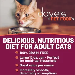Dave's Pet Food Beef & Chicken Pate Dinner Canned Wet Cat Food, 12.5-oz can, case of 12