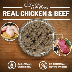 Dave's Pet Food Beef & Chicken Pate Dinner Canned Wet Cat Food, 12.5-oz can, case of 12