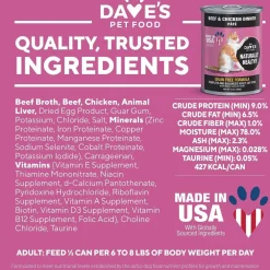 Dave's Pet Food Beef & Chicken Pate Dinner Canned Wet Cat Food, 12.5-oz can, case of 12