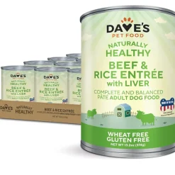 Dave's Pet Food Beef & Rice with Liver Recipe Canned Wet Dog Food, 13-oz can, case of 12