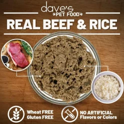 Dave's Pet Food Beef & Rice with Liver Recipe Canned Wet Dog Food, 13-oz can, case of 12