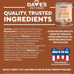 Dave's Pet Food Chicken & Rice Recipe Canned Wet Dog Food, 13-oz can, case of 12