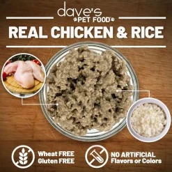 Dave's Pet Food Chicken & Rice Recipe Canned Wet Dog Food, 13-oz can, case of 12