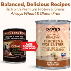 Dave's Pet Food Chicken & Rice Recipe Canned Wet Dog Food, 13-oz can, case of 12