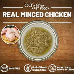 Dave's Pet Food Minced Chicken Dinner in Gravy Canned Wet Cat Food, 2.8-oz can, case of 24