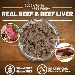 Dave's Pet Food 95% Premium Beef & Beef Liver Pate Grain-Free Recipe Canned Wet Dog Food, 12.5-oz, case of 12