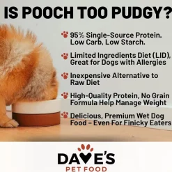 Dave's Pet Food 95% Premium Chicken & Chicken Liver Grain-Free Canned Wet Dog Food, 12.5-oz, case of 12