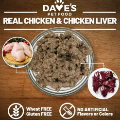Dave's Pet Food 95% Premium Chicken & Chicken Liver Grain-Free Canned Wet Dog Food, 12.5-oz, case of 12