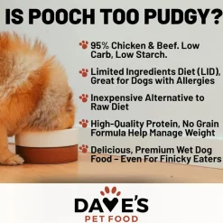 Dave's Pet Food 95% Premium Chicken & Beef Pate Limited Ingredient Grain-Free Canned Wet Dog Food, 13-oz can, case of 12