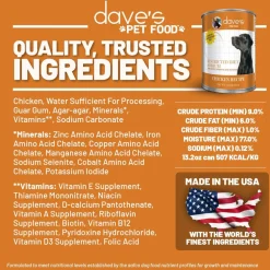 Dave's Pet Food Restricted Diet Sodium Chicken Recipe Wet Dog Food (13.2 oz, case of 12 cans)