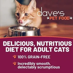 Dave's Pet Food Saucey Pate Chicken & Tuna Recipe Grain-Free Canned Wet Cat Food, 5.5-oz can, case of 24