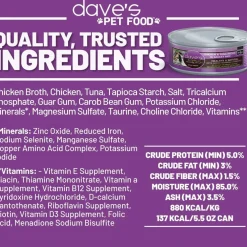 Dave's Pet Food Saucey Pate Chicken & Tuna Recipe Grain-Free Canned Wet Cat Food, 5.5-oz can, case of 24