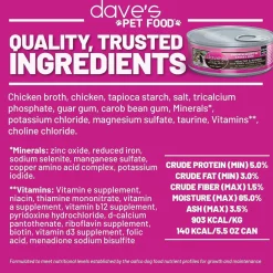 Dave's Pet Food Saucey Pate Chicken Recipe Grain-Free Wet Canned Cat Food, 5.5-oz can, case of 24