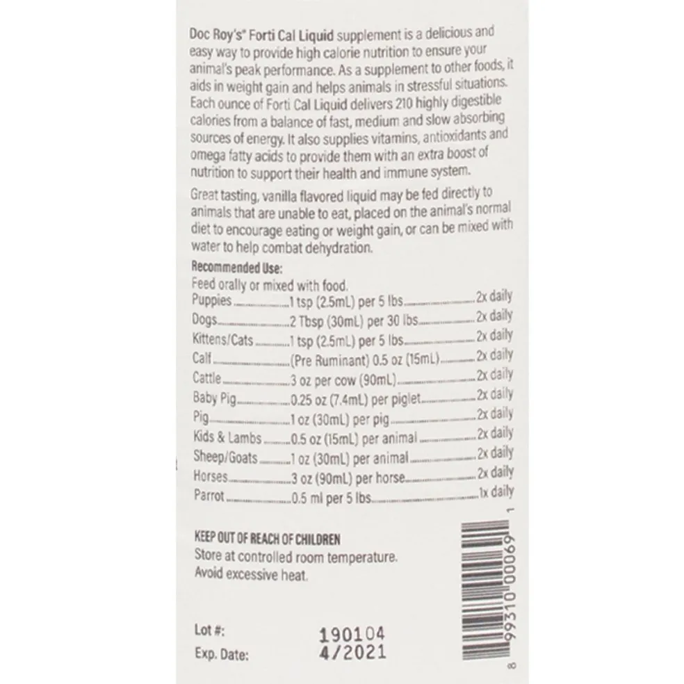Doc Roy's Forti Cal Liquid, Vanilla Flavour, Gallon