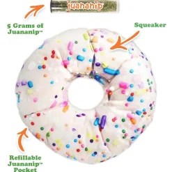 Doggijuana Get the Munchies Refillable Juananip Donut Squeaky Plush Dog Toy