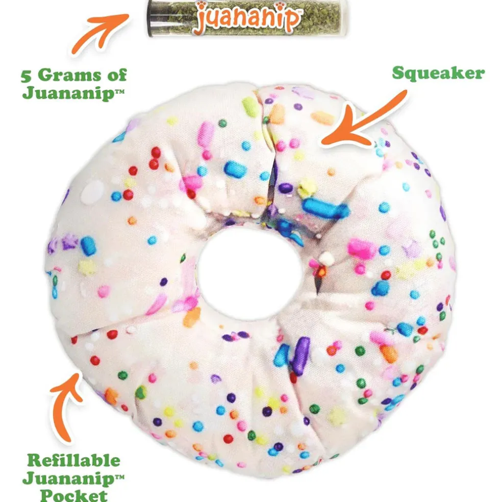 Doggijuana Get the Munchies Refillable Juananip Donut Squeaky Plush Dog Toy