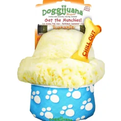 Doggijuana Get the Munchies Refillable Juananip Ice Cream Pup Cup Squeaky Plush Dog Toy