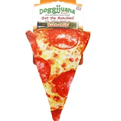 Doggijuana Get the Munchies Refillable Juananip Pizza Squeaky Plush Dog Toy, 1 count