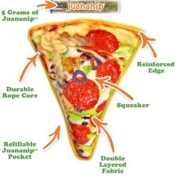 Doggijuana Tuffer Chewer Refillable Juananip Supreme Pizza Squeaky Dog Plush Toy, 1 count
