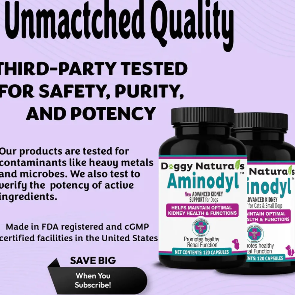Doggy Naturals Aminodyl Advanced Kidney Support for Dogs & Cats, 120 capsules