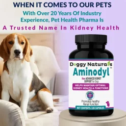 Doggy Naturals Aminodyl Advanced Kidney Support for Dogs & Cats, 120 capsules