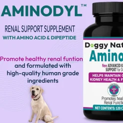 Doggy Naturals Aminodyl Advanced Kidney Support for Dogs & Cats, 120 capsules