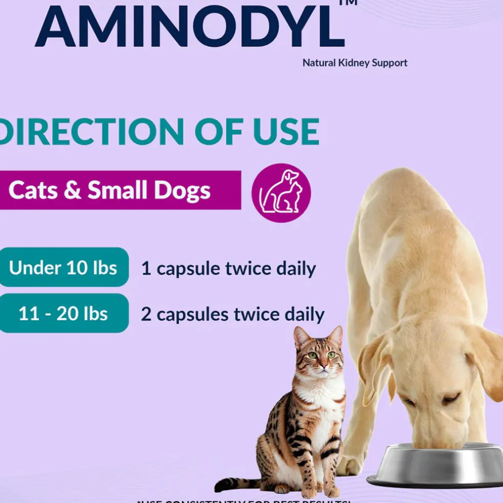 Doggy Naturals Aminodyl Advanced Kidney Support for Dogs & Cats, 120 capsules