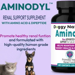 Doggy Naturals Aminodyl Advanced Kidney Support for Dogs & Cats, 120 capsules