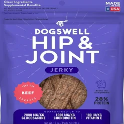 Dogswell Jerky Hip & Joint Beef Recipe Grain-Free Treats for Dogs 10 oz