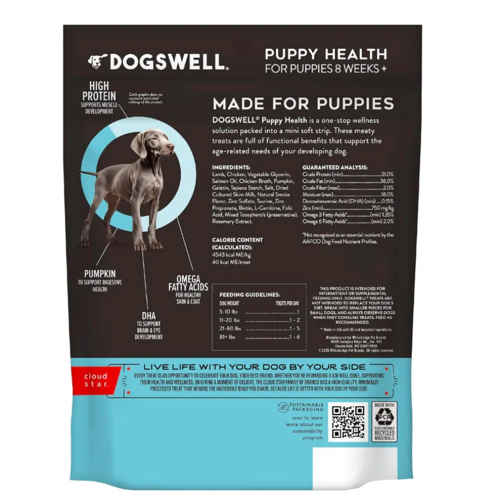 Dogswell Puppy Health Lamb Recipe Mini Soft Strips Treats