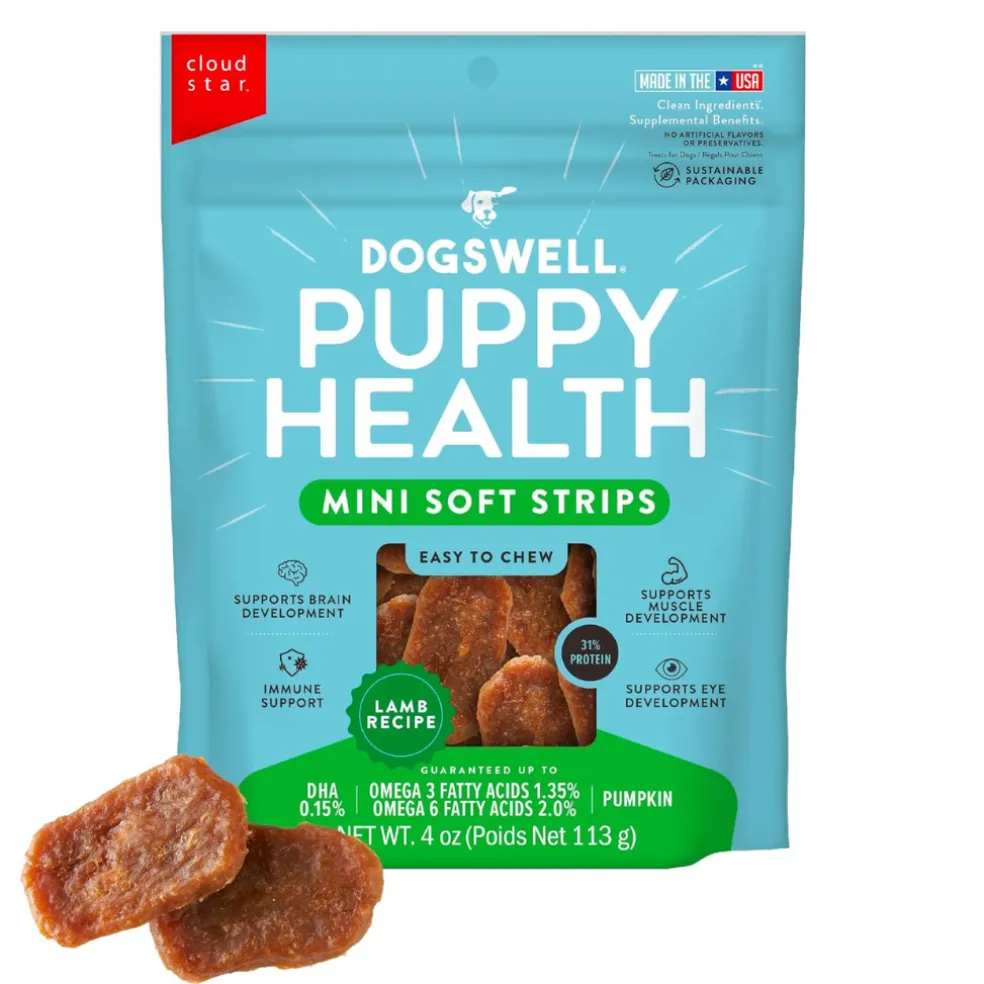 Dogswell Puppy Health Lamb Recipe Mini Soft Strips Treats