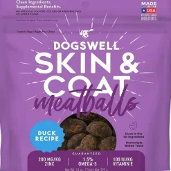 Dogswell Skin & Coat Duck Recipe Meatballs Treats for Dogs 14 oz