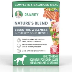 Dr. Marty Nature’s Blend Essential Wellness in Turkey Bone Broth Wet Dog Food, 6.3 oz, Case of 12