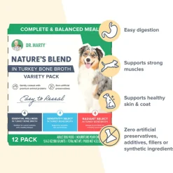 Dr. Marty Nature's Blend Turkey Bone Broth Wet Dog Food Variety Pack, 6.3 oz, Case of 12